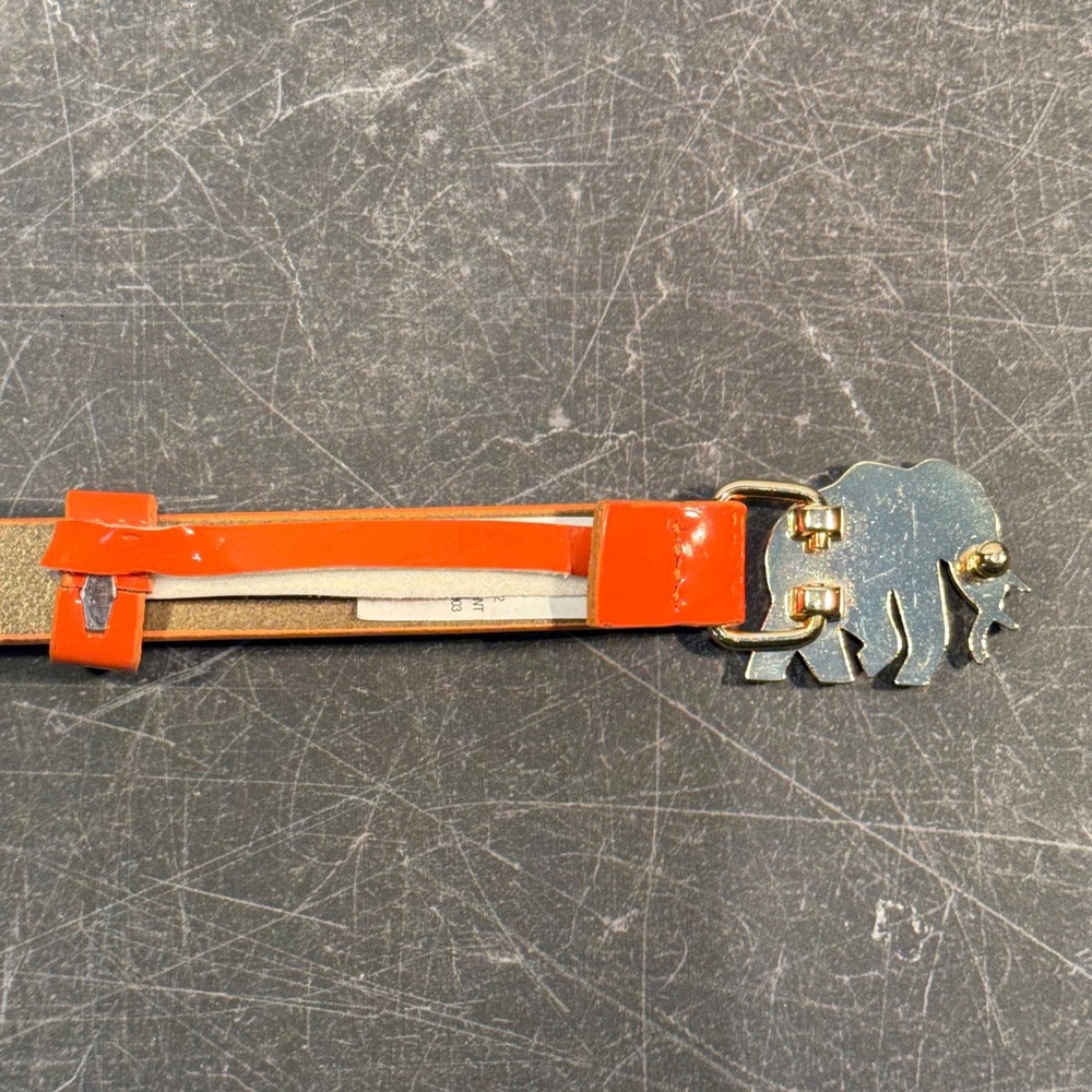 Womens Banana Republic Elephant Buckle Belt | Size 6-8 | Orange Patent Leather - Picture 5 of 9